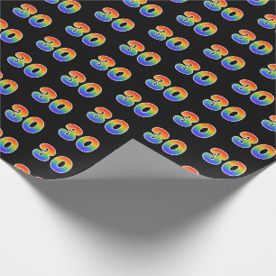 Papel De Regalo Fun Rainbow Spectrum Pattern "30" Número de evento
