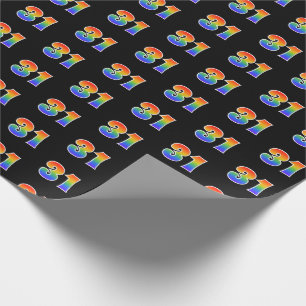 Papel De Regalo Fun Rainbow Spectrum Pattern "31" Número de evento