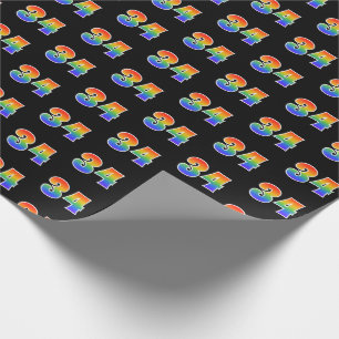 Papel De Regalo Fun Rainbow Spectrum Pattern "34" Número de evento
