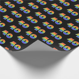 Papel De Regalo Fun Rainbow Spectrum Pattern "40" Número de evento