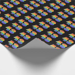 Papel De Regalo Fun Rainbow Spectrum Pattern "43" Número de evento