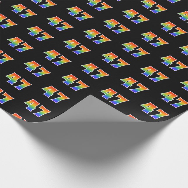 Papel De Regalo Fun Rainbow Spectrum Pattern "47" Número de evento (Esquina)