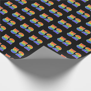 Papel De Regalo Fun Rainbow Spectrum Pattern "52" Número de evento