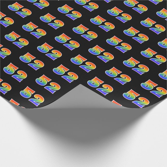 Papel De Regalo Fun Rainbow Spectrum Pattern "52" Número de evento (Esquina)
