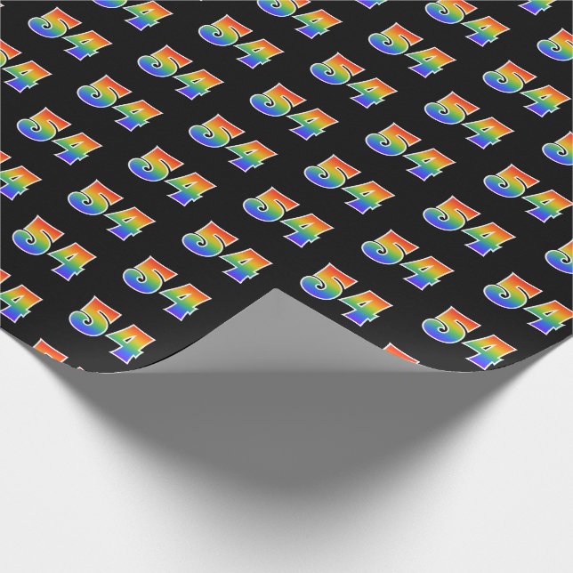 Papel De Regalo Fun Rainbow Spectrum Pattern "54" Número de evento (Esquina)