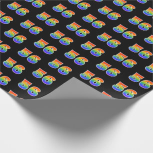 Papel De Regalo Fun Rainbow Spectrum Pattern "56" Número de evento