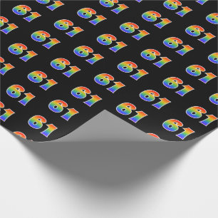Papel De Regalo Fun Rainbow Spectrum Pattern "61" Número de evento
