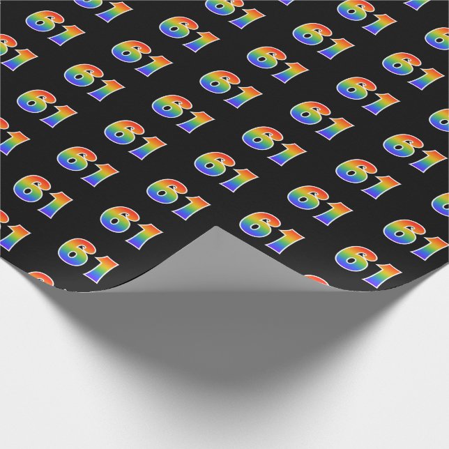 Papel De Regalo Fun Rainbow Spectrum Pattern "61" Número de evento (Esquina)