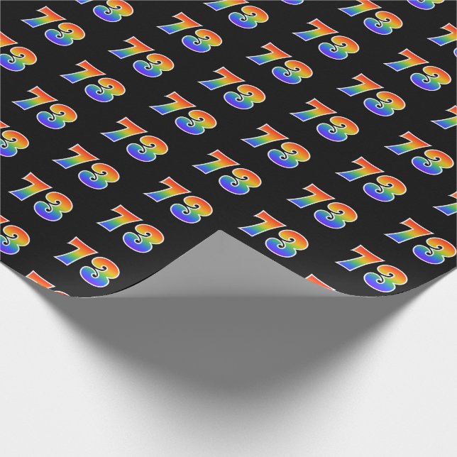 Papel De Regalo Fun Rainbow Spectrum Pattern "73" Número de evento (Esquina)