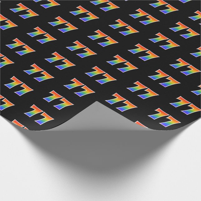 Papel De Regalo Fun Rainbow Spectrum Pattern "77" Número de evento (Esquina)