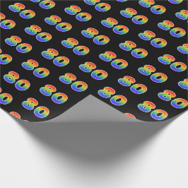 Papel De Regalo Fun Rainbow Spectrum Pattern "80" Número de evento