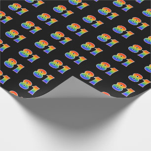 Papel De Regalo Fun Rainbow Spectrum Pattern "81" Número de evento