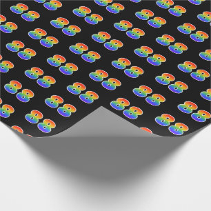 Papel De Regalo Fun Rainbow Spectrum Pattern "88" Número de evento