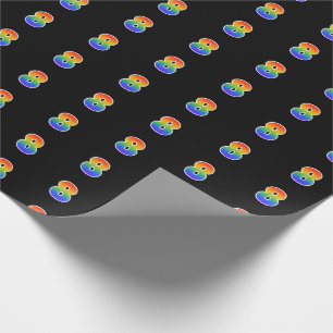 Papel De Regalo Fun Rainbow Spectrum Pattern "8" Número de evento