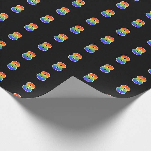 Papel De Regalo Fun Rainbow Spectrum Pattern "8" Número de evento (Esquina)