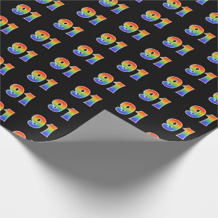 Papel De Regalo Fun Rainbow Spectrum Pattern "91" Número de evento