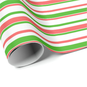 Papel De Regalo Fun Red, Blanco, Green Lin/Strike Pattern