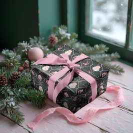 Papel De Regalo Fun Retro Vintage Navidad Cinta rosa de color de a