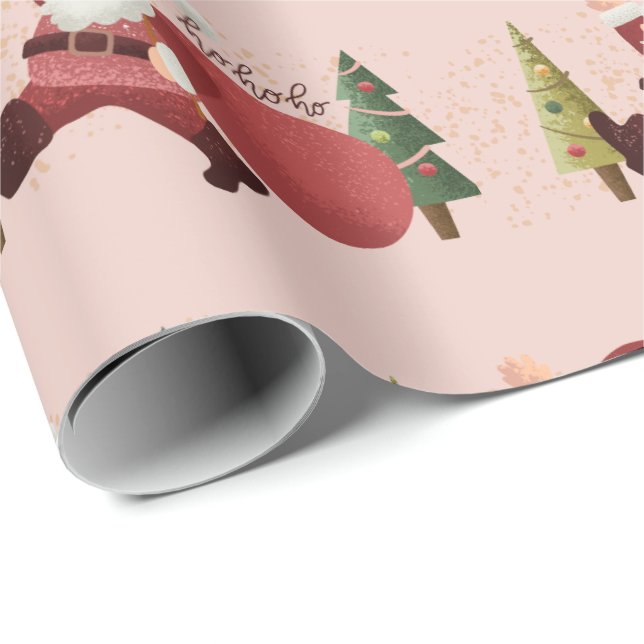 Papel De Regalo Fun Santa Ilustracion Navidades rosados modernos H (Esquina del rollo)