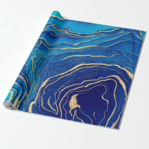 Papel De Regalo Funda de pintura líquida azul y dorada Mate iPho