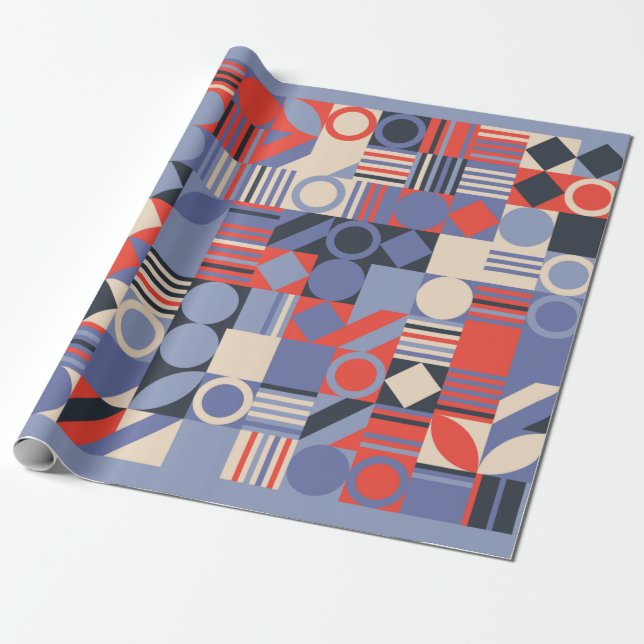 Papel De Regalo Fundas geométricas retro. Diseño retro Bauhaus c (Desenrollado)