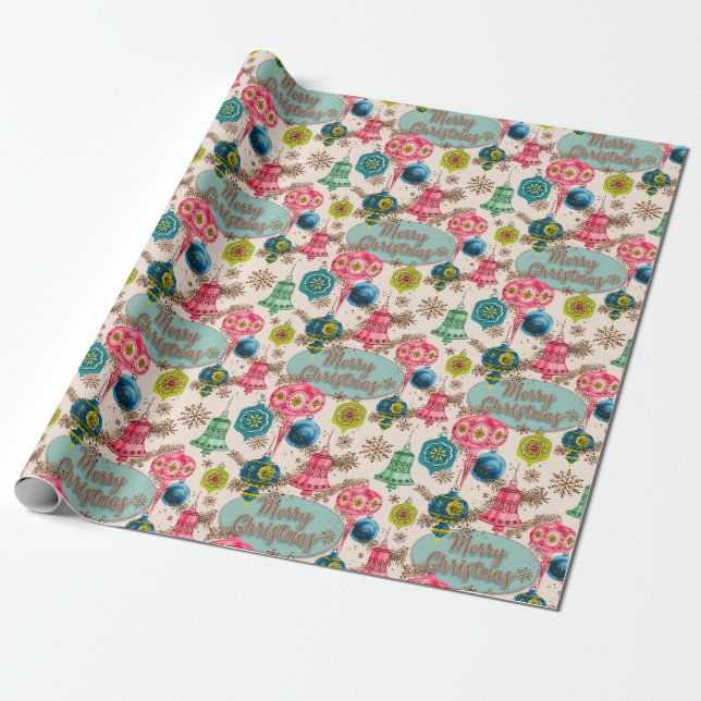 Papel De Regalo Funky Bright Retro Navidades (Desenrollado)