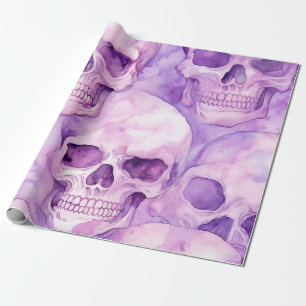 Papel De Regalo Funky Purple Sculls Halloween