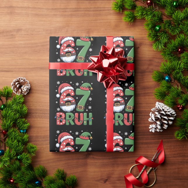 Papel De Regalo Funny 6 7 Six Seven Bruh Meme Christmas Santa Elf  (Regalo de vacaciones)