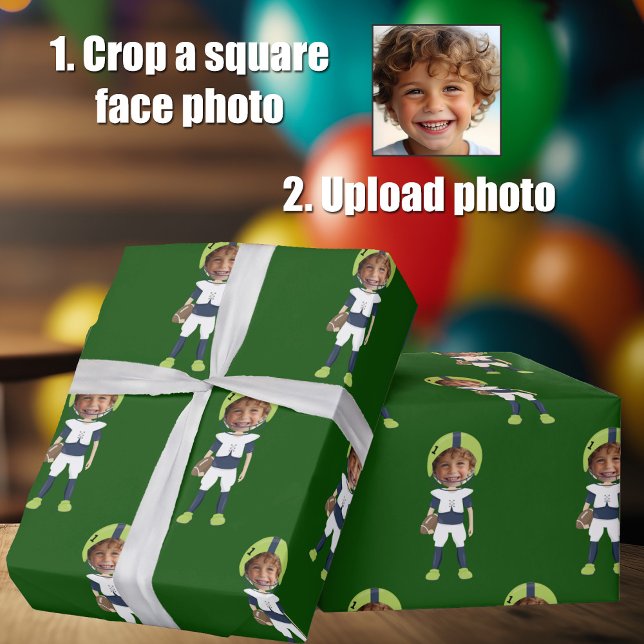 Papel De Regalo Funny Add Kids Face Photo Football Player Green (Subido por el creador)