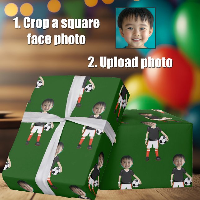 Papel De Regalo Funny Add Kids Face Photo Soccer Player Green (Subido por el creador)