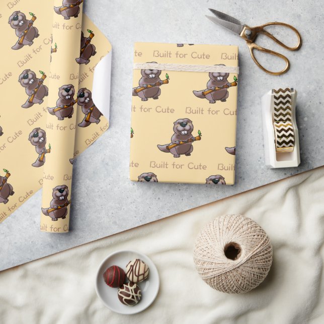 Papel De Regalo Funny Beaver Cartoon – Built for Cute (Artesanía)