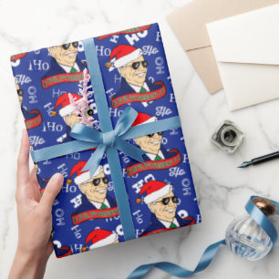 Papel De Regalo Funny Blue Ho sus Navidades Presidente Joe Biden