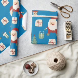 Papel De Regalo Funny Blue Santa Claus Christmas Tree Holiday