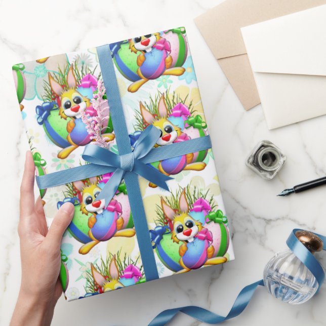 Papel De Regalo Funny Bunny biting an Easter Egg (Regalar)