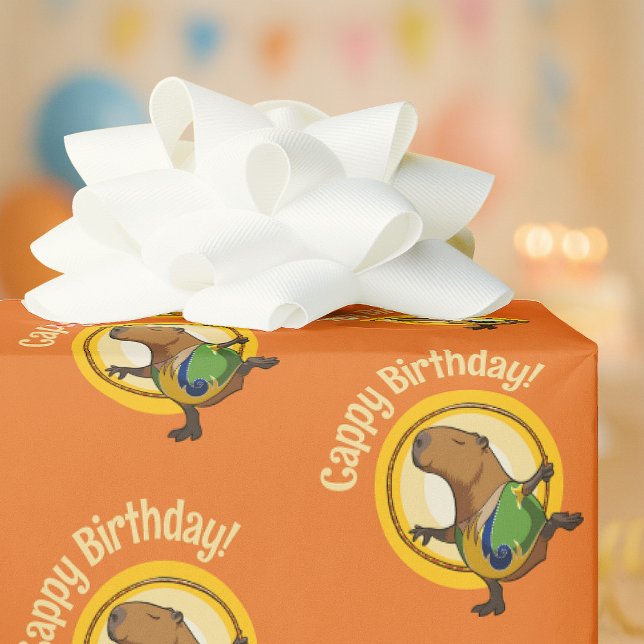 Papel De Regalo Funny Capybara Cappy Birthday! Cute Sunny Cartoon (Subido por el creador)