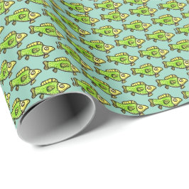 Papel De Regalo Funny Cartoon Green Fish Drawing