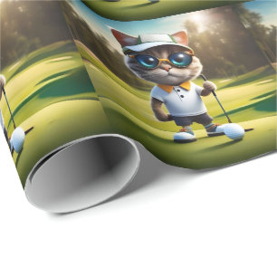 Papel De Regalo Funny Cat Golf Player,