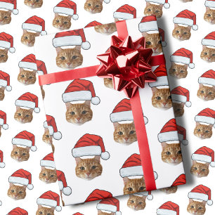 Papel De Regalo Funny Cat Santa Hat   Navidades de fotografía pers