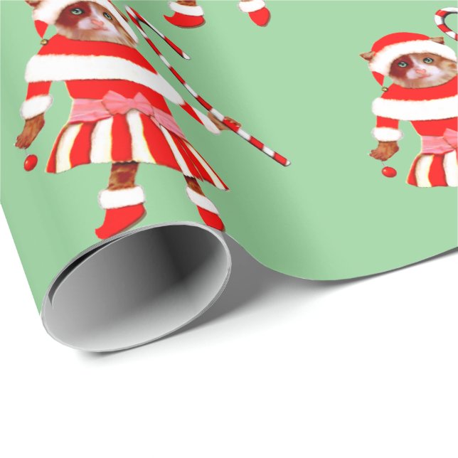 Papel De Regalo Funny Christmas Cat Gift Wrapping Paper (Esquina del rollo)