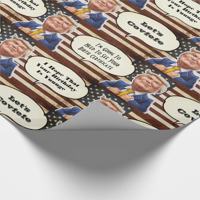 Papel De Regalo Funny Cumpleaños de Trump (Esquina)