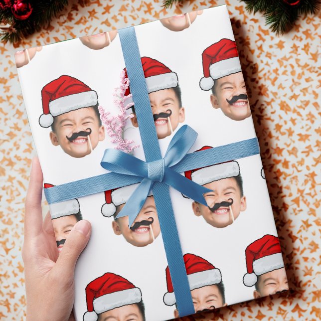 Papel De Regalo Funny Custom Baby Face Photo Santa Hat Christmas (Subido por el creador)