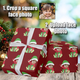Papel De Regalo Funny Custom Children's Photo Elf Christmas Red