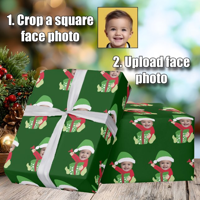 Papel De Regalo Funny Custom Kids Face Elf Christmas (Subido por el creador)