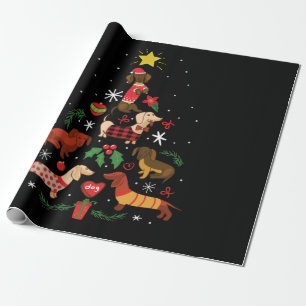 Papel De Regalo Funny Dachshund Christmas Tree