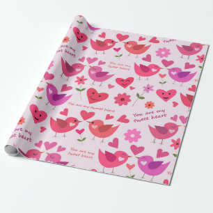 Papel De Regalo Funny Día de San Valentín Love Birds Pattern