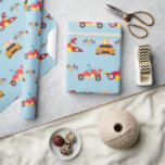 Papel De Regalo Funny Dinosaur racing car boy kids Birthday fiesta<br><div class="desc">Funny Dinosaur racing car boy kids Birthday fiesta</div>