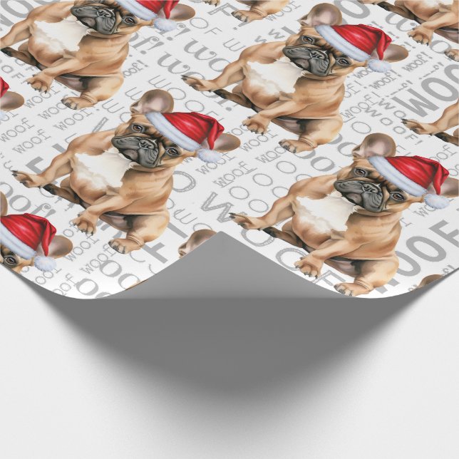 Papel De Regalo Funny Dog Lover French Bulldog in a Santa Hat (Esquina)