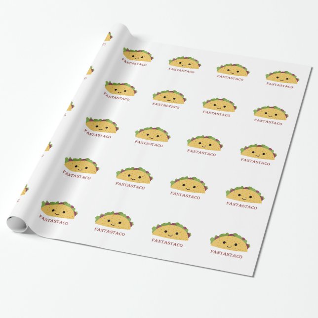 Papel De Regalo Funny Fantastaco Taco Pun Cute Kawaii Taco (Desenrollado)