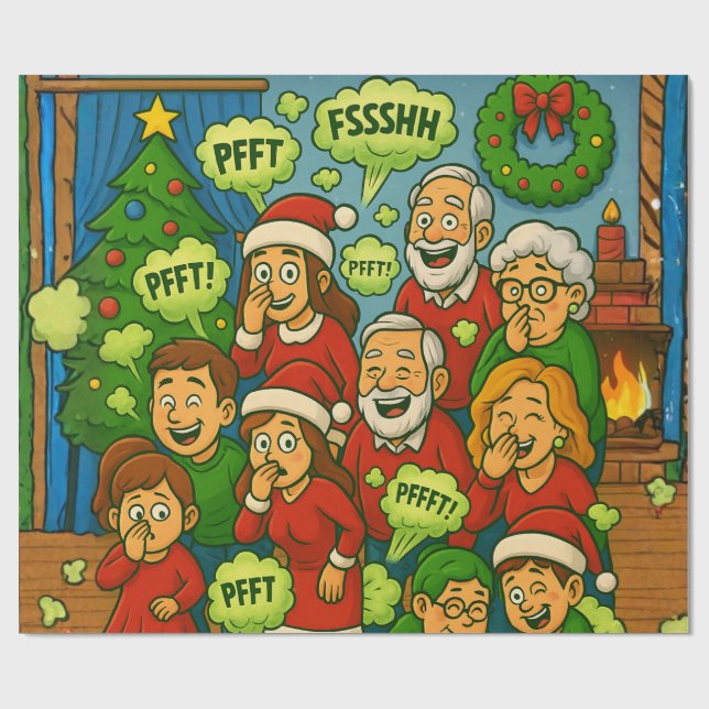 Papel De Regalo Funny Farting Family Christmas (Superficie plana)
