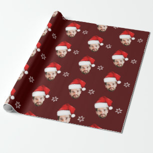 Papel De Regalo Funny Feliz Navidad Personalizado Santa Face Burgu